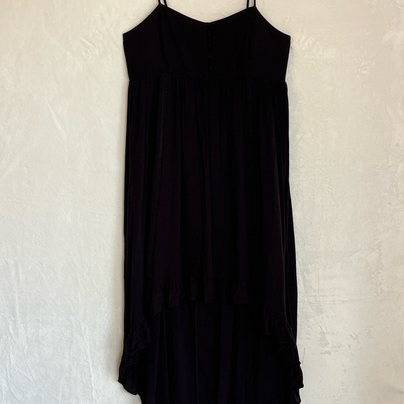 NWT BB Dakota Black High/Low Midi Dress Ruffle Hem Spaghetti Straps Goth Boho - Picture 5 of 7